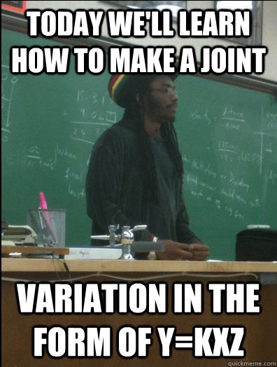 Today we'll learn how to make a joint variation in the form of y=kxz  Rasta Science Teacher