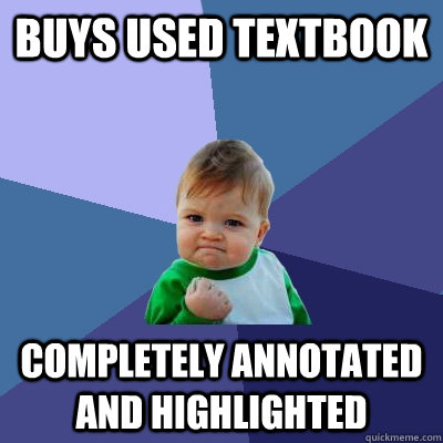 Buys Used Textbook Completely Annotated and Highlighted  Success Kid