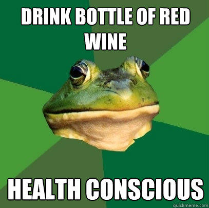 Drink bottle of red wine health conscious - Drink bottle of red wine health conscious  Foul Bachelor Frog