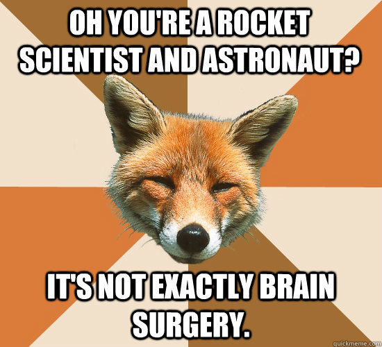 Oh you're a rocket scientist and astronaut? It's not exactly brain surgery.  Condescending Fox