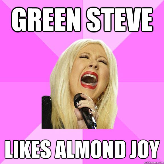 Green steve likes almond joy  Wrong Lyrics Christina