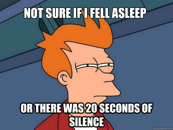 Not sure if i fell asleep or there was 20 seconds of silence  Futurama Fry