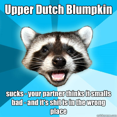 Upper Dutch Blumpkin  sucks - your partner thinks it smalls bad - and it's shit is in the wrong place  Lame Pun Coon