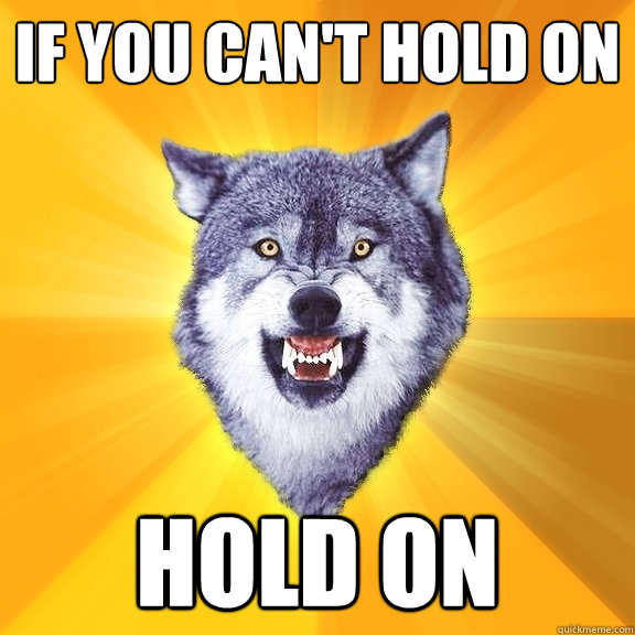 if you can't hold on hold on  Courage Wolf