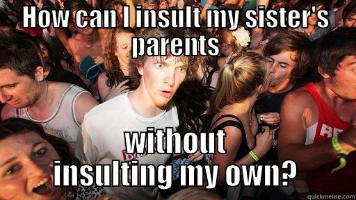 HOW CAN I INSULT MY SISTER'S PARENTS WITHOUT INSULTING MY OWN? Sudden Clarity Clarence