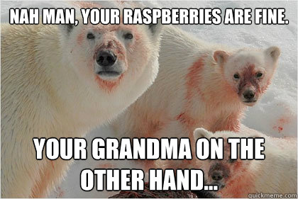 Nah man, your raspberries are fine. Your grandma on the other hand...  Bad News Bears