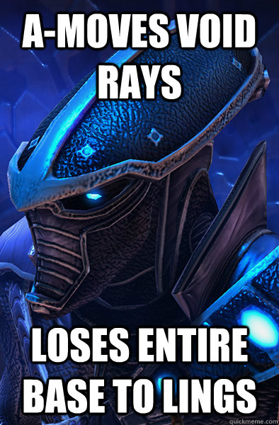 a-moves void rays loses entire base to lings  Fail Protoss