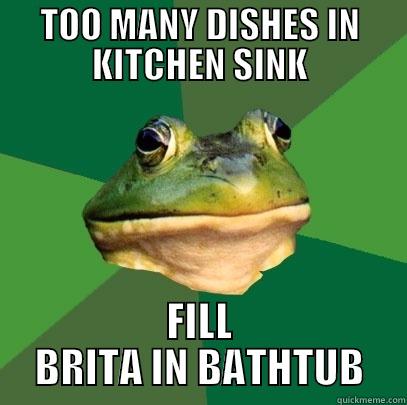 TOO MANY DISHES IN KITCHEN SINK FILL BRITA IN BATHTUB Foul Bachelor Frog