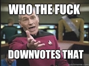 who the fuck Downvotes that  Annoyed Picard