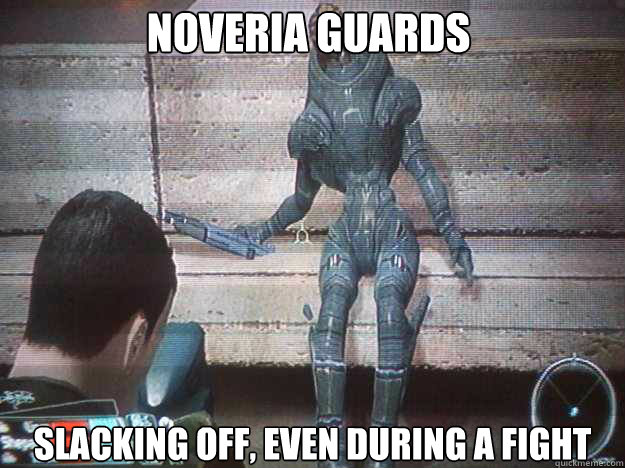 Noveria Guards Slacking off, even during a fight  