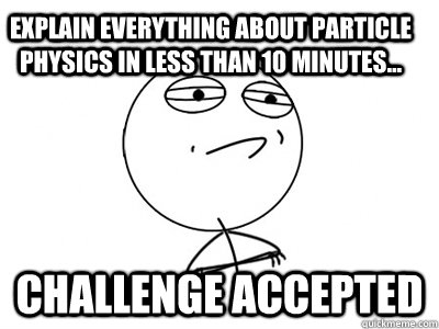 Explain everything about particle physics in less than 10 minutes... challenge accepted  Challenge Accepted