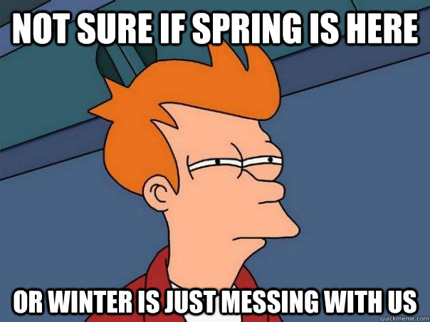 Not sure if spring is here Or winter is just messing with us  Futurama Fry