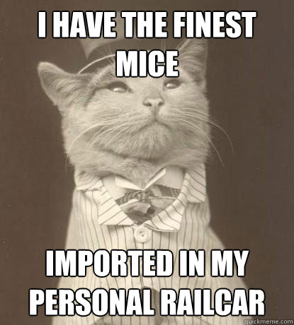 I have the finest mice imported in my personal railcar  Aristocat