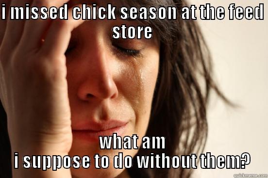 I MISSED CHICK SEASON AT THE FEED STORE WHAT AM I SUPPOSE TO DO WITHOUT THEM? First World Problems