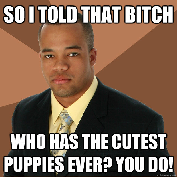 So i told that bitch who has the cutest puppies ever? you do!  Successful Black Man