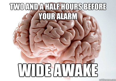 Two and a half hours before your alarm Wide awake  Scumbag Brain