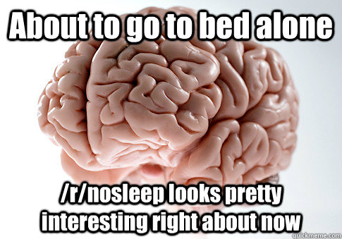 About to go to bed alone /r/nosleep looks pretty interesting right about now  Scumbag Brain