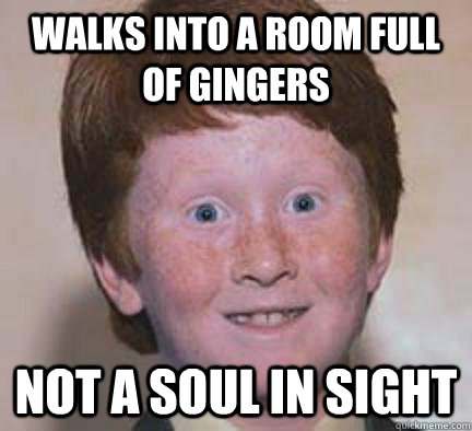 walks into a room full of gingers not a soul in sight  Over Confident Ginger