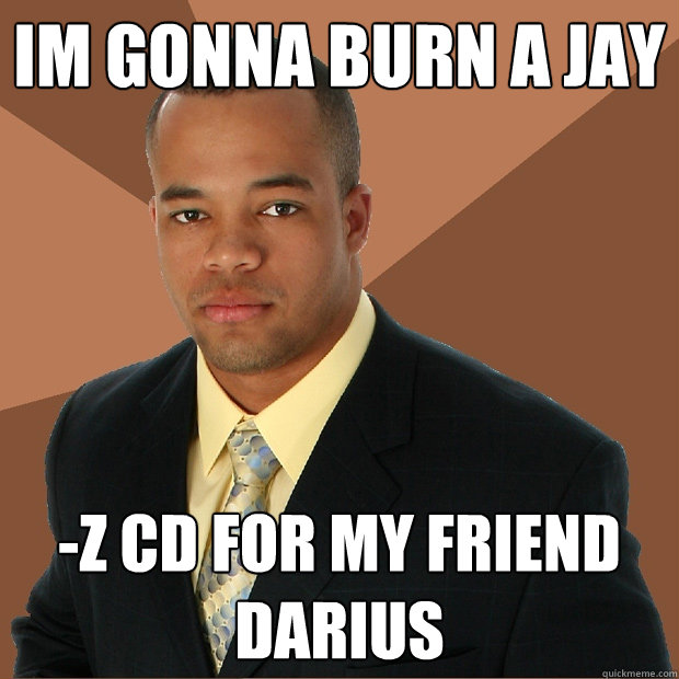 im gonna burn a jay -z cd for my friend darius  Successful Black Man