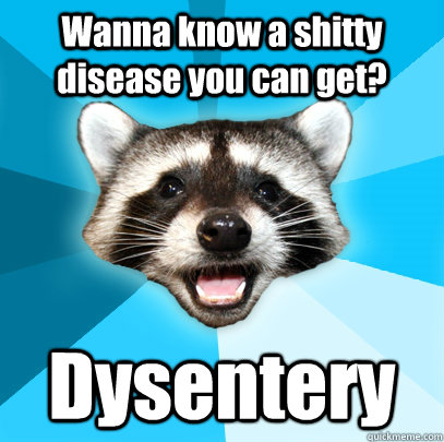 Wanna know a shitty disease you can get? Dysentery - Wanna know a shitty disease you can get? Dysentery  Lame Pun Coon