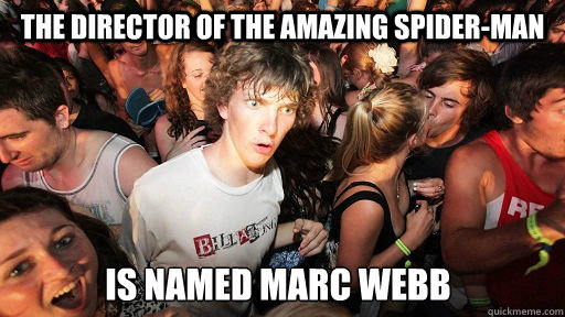 The director of the amazing spider-man is named marc webb - The director of the amazing spider-man is named marc webb  Sudden Clarity Clarence