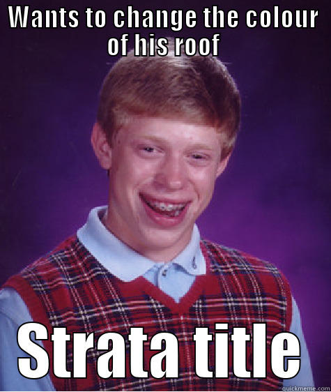 strata strata - WANTS TO CHANGE THE COLOUR OF HIS ROOF STRATA TITLE Bad Luck Brian