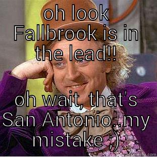 OH LOOK FALLBROOK IS IN THE LEAD!! OH WAIT, THAT'S SAN ANTONIO..MY MISTAKE ;) Condescending Wonka