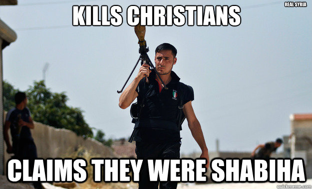 kills christians claims they were shabiha real syria  Ridiculously Photogenic Syrian Soldier