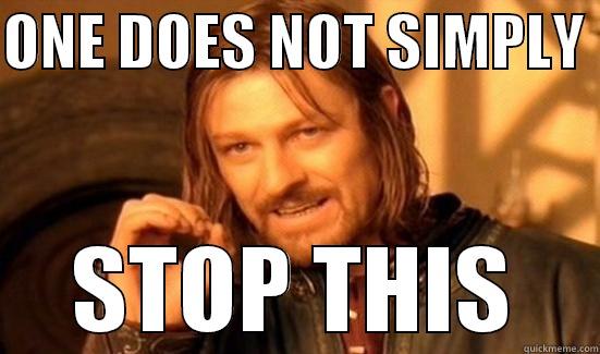 ONE DOES NOT SIMPLY  STOP THIS Boromir