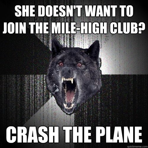 she doesn't want to join the mile-high club? crash the plane  Insanity Wolf