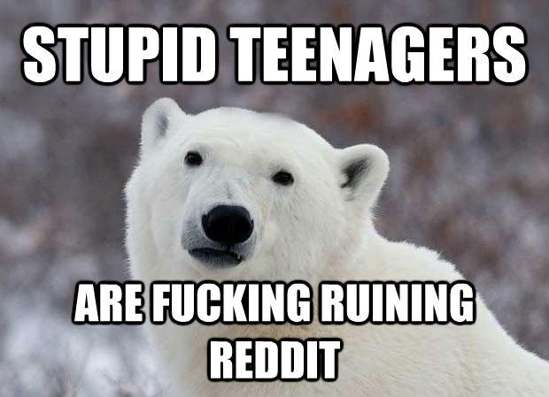 STUPID TEENAGERS ARE FUCKING RUINING REDDIT  Popular Opinion Polar Bear