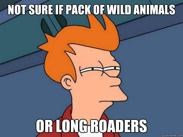 Not sure if Pack of wild animals Or Long roaders   Futurama Fry