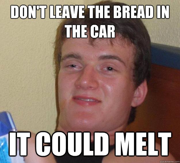 don't leave the bread in the car it could melt - don't leave the bread in the car it could melt  10 Guy