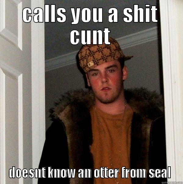 CALLS YOU A SHIT CUNT DOESNT KNOW AN OTTER FROM SEAL Scumbag Steve