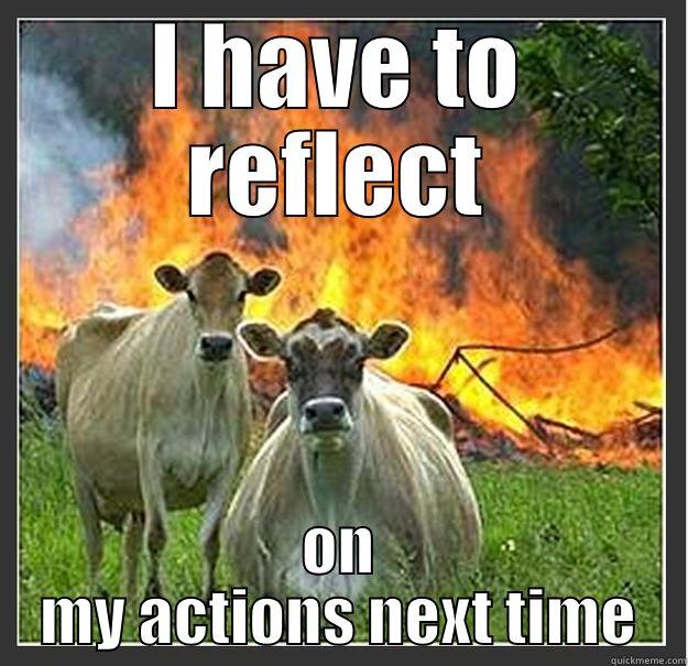 i have to reflect on my actions next time - I HAVE TO REFLECT ON MY ACTIONS NEXT TIME Evil cows