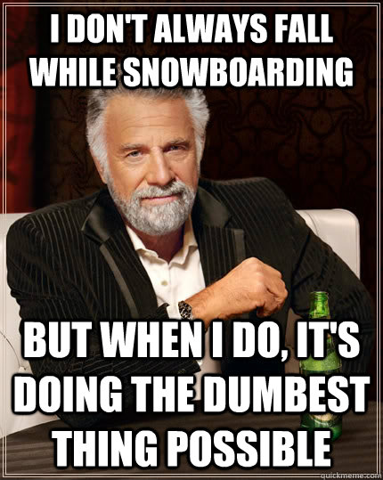 I don't always fall while snowboarding But when i do, it's doing the dumbest thing possible  The Most Interesting Man In The World