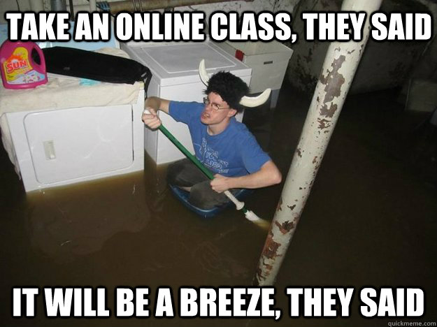 Take an online class, they said It will be a breeze, they said - Take an online class, they said It will be a breeze, they said  Do the laundry they said