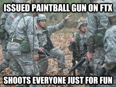 Issued Paintball Gun on FTX Shoots everyone just for fun  ROTC Ronnie