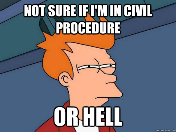 Not sure if I'm in Civil Procedure Or hell  Futurama Fry