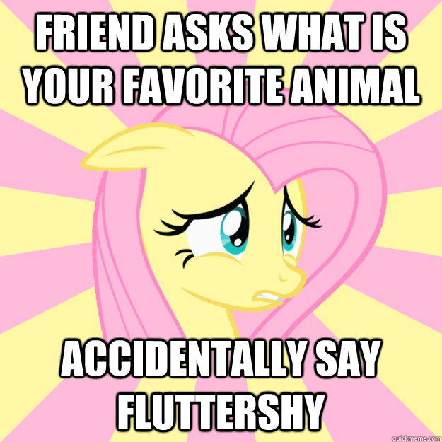 friend asks what is your favorite animal accidentally say fluttershy  Socially awkward brony