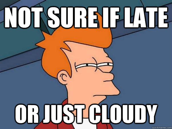 Not sure if LAte Or just cloudy   Futurama Fry