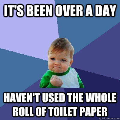 It's been over a day haven't used the whole roll of toilet paper  Success Kid