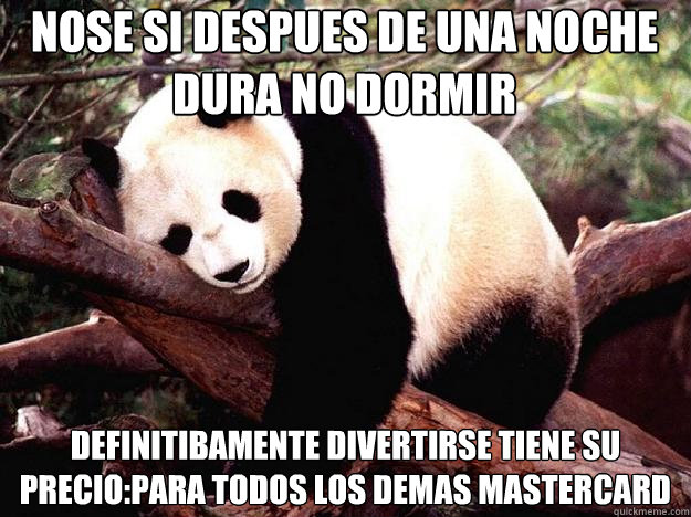 nose si despues de una noche  dura no dormir definitibamente divertirse tiene su precio:para todos los demas mastercard  Procrastination Panda