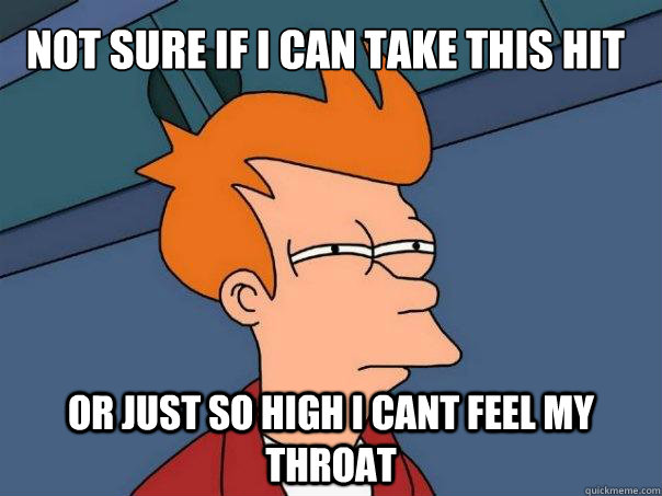 Not sure if i can take this hit or just so high i cant feel my throat - Not sure if i can take this hit or just so high i cant feel my throat  Futurama Fry