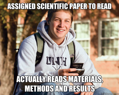 ASSIGNED SCIENTIFIC PAPER TO READ ACTUALLY READS MATERIALS, METHODS AND RESULTS  College Freshman