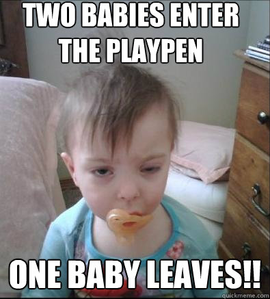 Two babies enter the playpen One baby leaves!!  Party Toddler