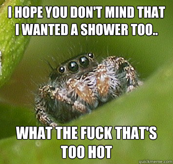 I hope you don't mind that I wanted a shower too.. what the fuck that's too hot  Misunderstood Spider