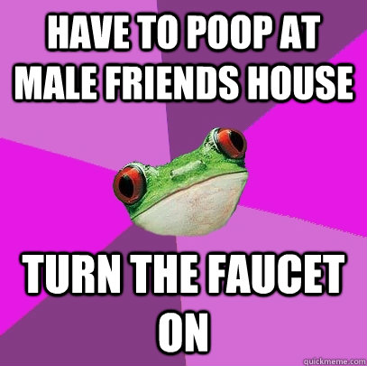 have to poop at male friends house turn the faucet on  Foul Bachelorette Frog