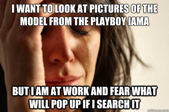 I want to look at pictures of the model from the playboy IAMA But I am at work and fear what will pop up if I search it  First World Problems