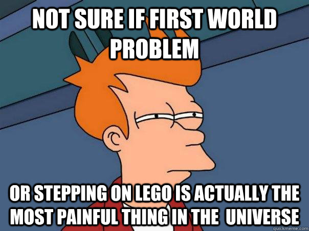 Not sure if first world problem or stepping on lego is actually the most painful thing in the  universe - Not sure if first world problem or stepping on lego is actually the most painful thing in the  universe  Futurama Fry